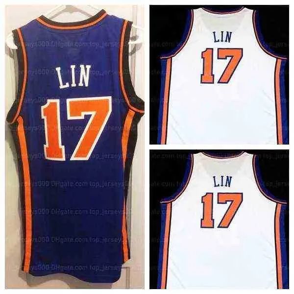 Usa camisa de basquete personalizada faculdade ny retro #17 Jeremy linsanity lin jerseys reropacotado azul malha azul ed size s-4xl para