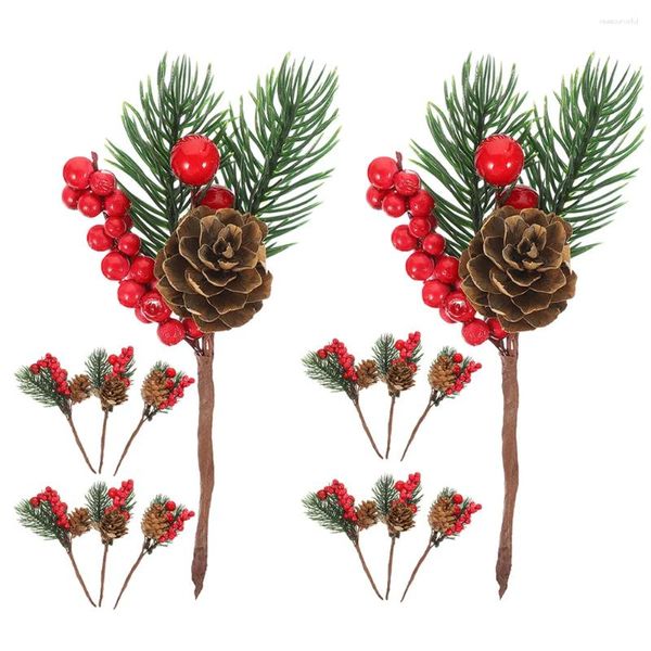 Fiori decorativi Pigna artificiale Decorazioni finte Fiori di Natale Coni Rami Pianta floreale Bacca rossa Ornamento da tavolo