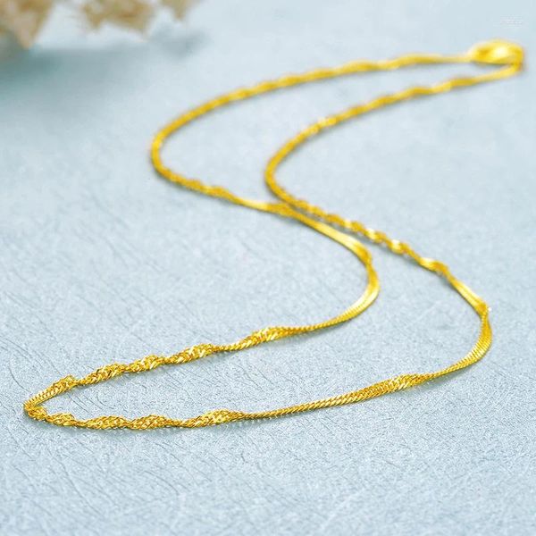 Correntes Fine Pure 999 24k Amarelo Sólido Colar de Ouro Mulheres Singapura Link Chain 16inch 18inchL