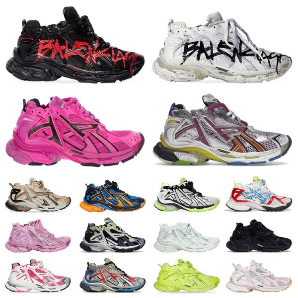 Runners 7.0 Herren-Kleiderschuhe, Graffiti-Schwarz, Fluo-Grün, Burgund, Leder, frei, Grau, Hellviolett, Neongelb, Weiß, Luxusmarke, Damen, Herren, YOT