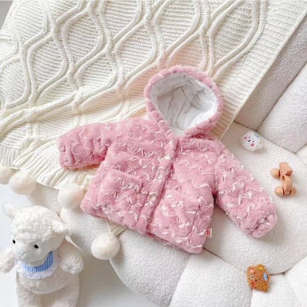 Daunenmantel Winter Strickjacke Koreanisch Dongdaemun Hochwertiger rosa Hoodie Outdoor-Kleidung für Kinder Oberbekleidung Mädchen von 2 bis 7 Jahren