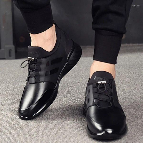 Elbise ayakkabıları erkek spor ayakkabılar deri siyah örgü tasarımcı hafif moda elastik grup yaz erkek dış mekan