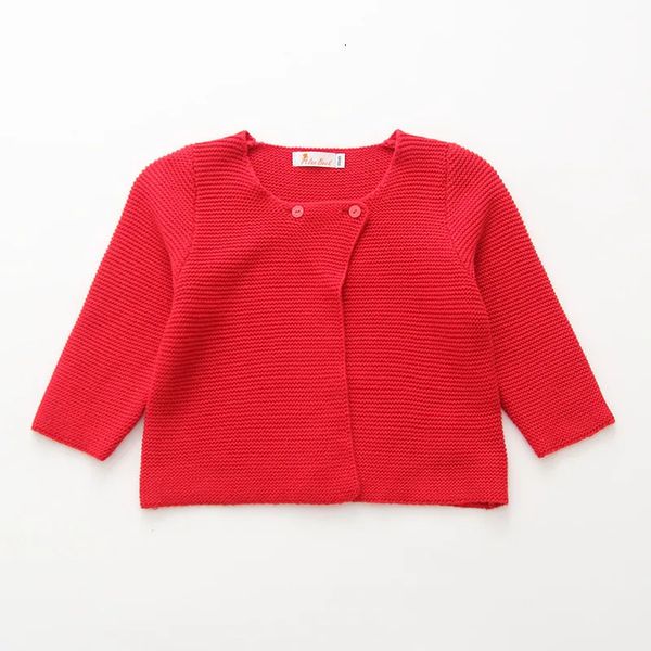 Imposta Natale Rosso Ragazza Cardigan Giacca Maglione Primavera Capispalla Manica lunga Bambino Bambino Vestiti lavorati a maglia 1 2 3 anni OKC195127 231202