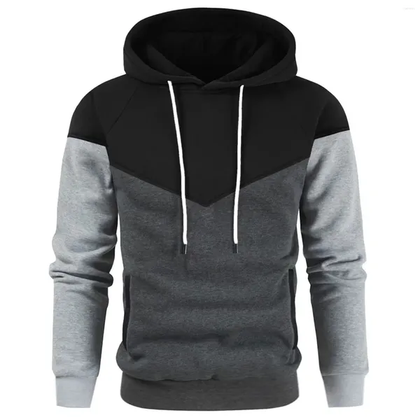 Herren Hoodies 2024 Herbst Hoodie Männer Sweatshirts Mit Kapuze Lange Ärmel Kontrast Farben Anti-Pilling Kordelzug Farbe Schwarz Kleidung