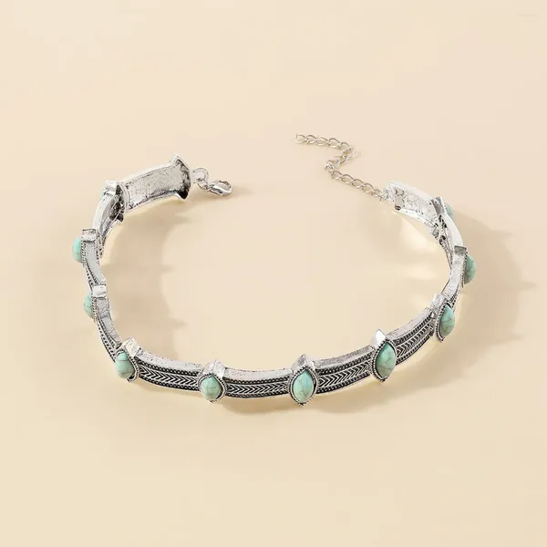 Колье винтажное серебряное металлическое ожерелье в форме конского глаза для женщин, богемное этническое массивное ожерелье, вечерние ювелирные изделия, подарок