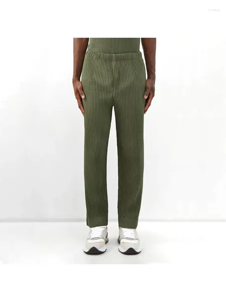 Pantaloni da uomo Marked Japan Miyake Pieghettato JF150 Drappeggio per tutta la vita Dritto Allentato Gamba larga Casual Marea maschile