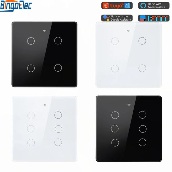 Interruttori Accessori Tuya WiFi Smart Switch AC 110220V 4x4 Brasile Touch Panel Gang Light APP Controllo Lavora con Alexa Google Home 231202