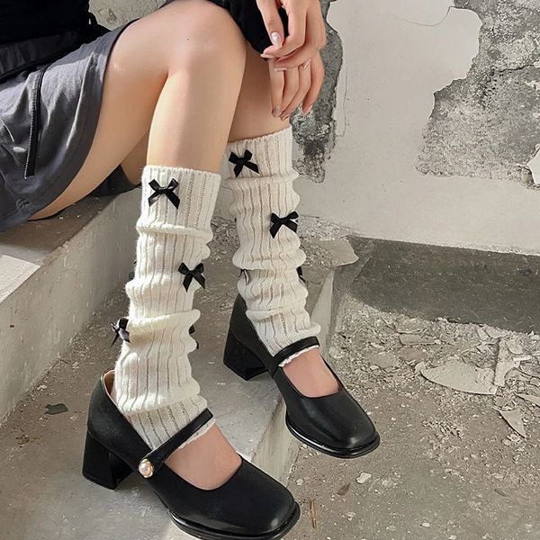 Crianças meias meninas de malha empilhados fashions estilo balé arcos polainas para meias escolares outono inverno adolescente crianças roupas 231202