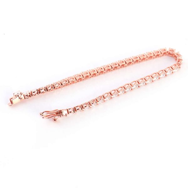 Bracciale creato in laboratorio con catena di diamanti Moissanite in oro rosa da 2 mm 3 mm 4 mm 5 mm Disponibile