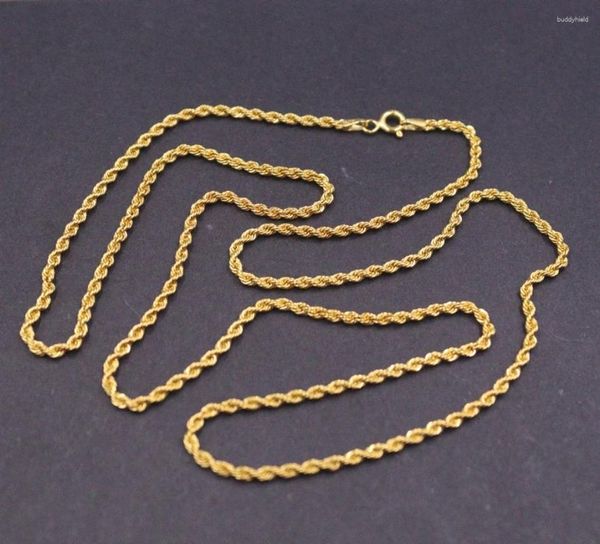 Ketten Echte reine 18-karätige Gelbgoldkette für Damen, Glücksbringer, 2 mm Breite, gedrehte Seil-Halskette, 3,2 g/50 cm