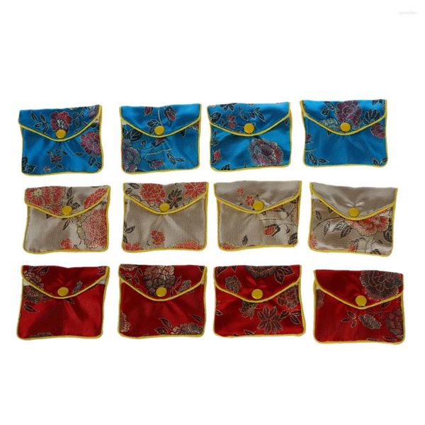 Sacos de armazenamento 12 x jóias jóias bolsa de seda bolsa saco de presente