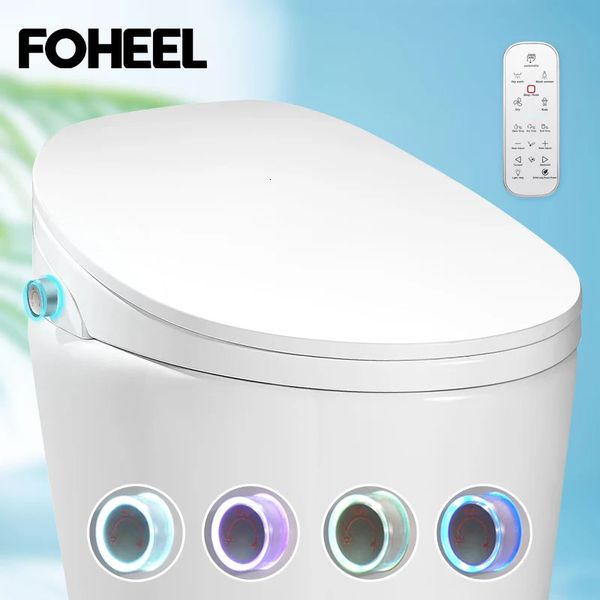 Toilettensitze Foheel elektrische Bidet-Abdeckung, intelligenter beheizter Sitz, LCD-Display, automatischer Öffnungssensor, Badezimmer-WC, automatisch, y231202