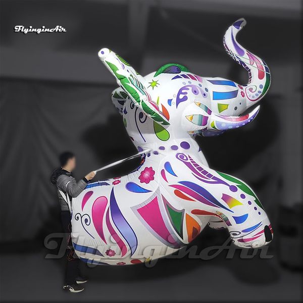 Palloncino animale della mascotte della parata di esplosione controllata dal costume gonfiabile ambulante variopinto gigante divertente dell'elefante per lo spettacolo teatrale