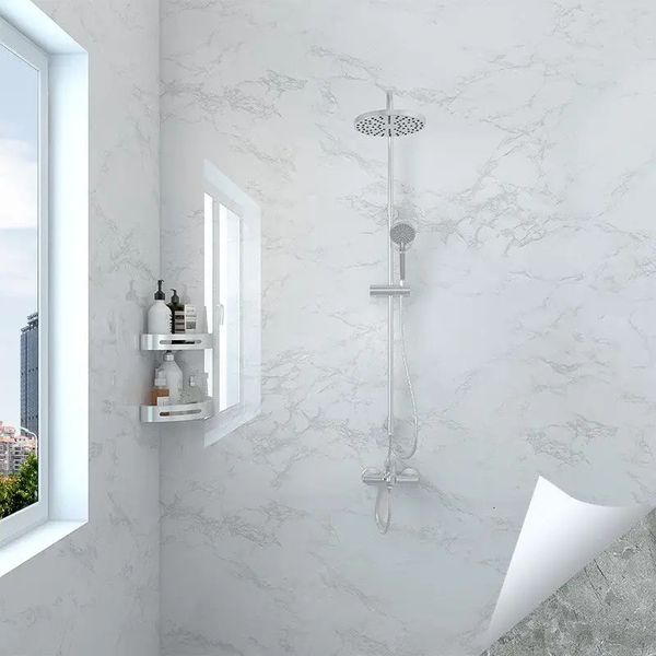 Wallpapers papel de parede para paredes em rolos formaldeído banheiro impermeável adesivo WC renovação de parede adesivos à prova de umidade 231202