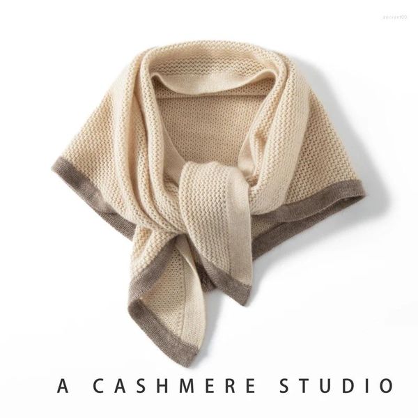 Lenços de alta qualidade cashmere xale lenço feminino duplo tricô cor correspondência design outono e inverno triângulo quente