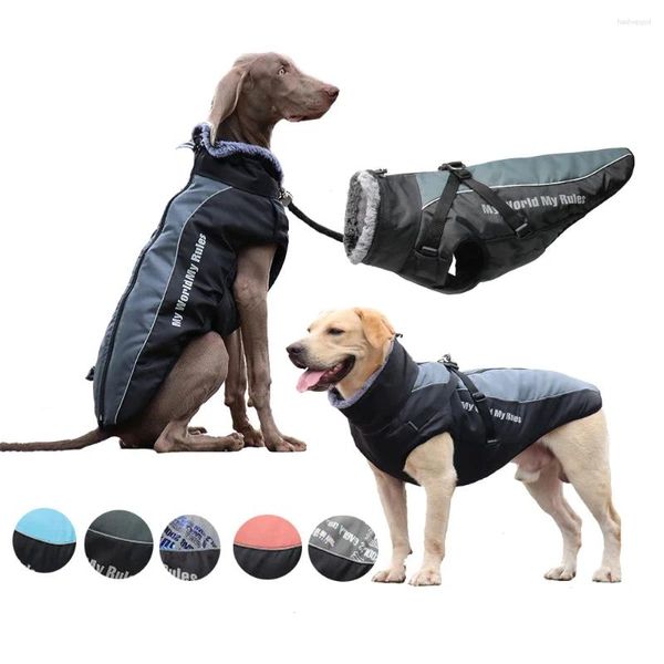 Giacca per abbigliamento per cani Cappotto invernale Vestiti per cani Caldo collare in peluche Impermeabile antivento Pet Trekking Campeggio con cerniera riflettente