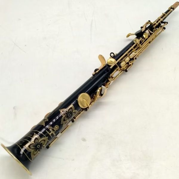 Saxofone soprano preto de alta qualidade, marca japonesa YSS-82Z, instrumento musical profissional, sax reto b plano com acessório de capa de couro