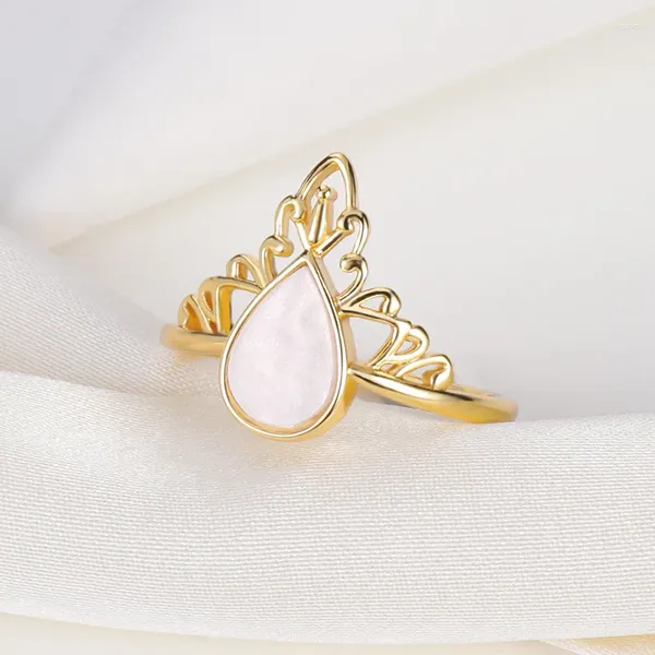 Cluster Ringe Opal Krone Ring für Frauen Mädchen Vintage Regentropfen Stil Finger Verlobung Hochzeit Exquisite Schmuck Tropfen Großhandel