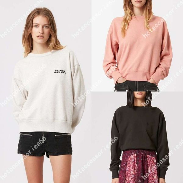 Diseñador bordado Isabel Marant Jumper cuello redondo pulóver sudadera mujer suelta manga larga aro suéter sudaderas con capucha