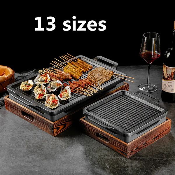 Griglie per barbecue Griglia portatile senza fumo Barbecue coreano giapponese Forno a carbone Fornello ad alcool Tavolo per barbecue coreano antiaderente per uso domestico 231202