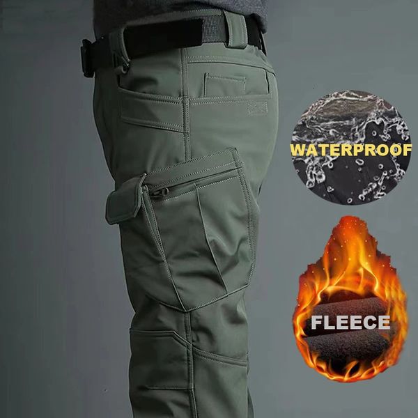 Pantaloni da esterno Uomo Inverno Esercito Softshell Giacche militari Escursionismo Campeggio In pile Pesca Arrampicata Pantaloni tattici in pelle di squalo Pantaloni da esterno 231202