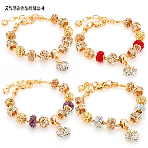 Zunmipan Ciondolo d'Amore in Stile Familiare con Diamanti Radianti Bracciale in Oro Rosa per Bracciale Decorativo da Donna come Regalo per la Fidanzata all'Ingrosso