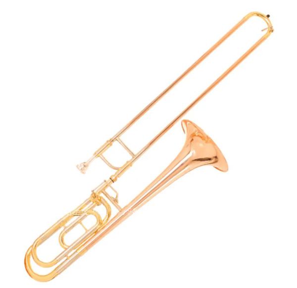 Sadsn tb-142 bb-f # tune tenor slide trombone fósforo cobre ouro latão instrumento musical com caso bocal