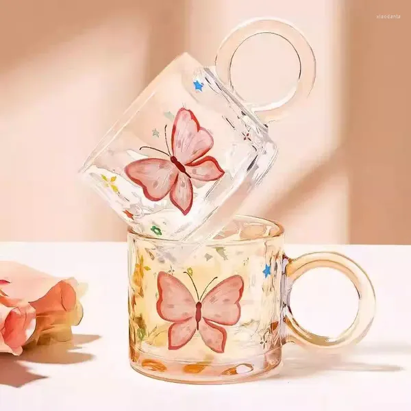 Tassen, kreative Schmetterlings-Glasgriff, große Kapazität, Mädchen-Super-Fee-Design-Tasse, hitzebeständig