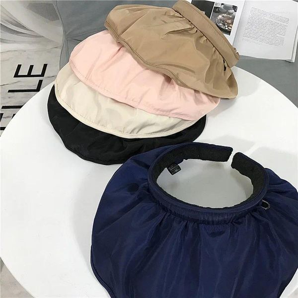 Berets Zusammenklappbare Koreanische Version Anti-Uv Frauen Sommer Sonnenhut Outdoor Sonnenschutz Breite Krempe Leere Top Hut Visier Kappe