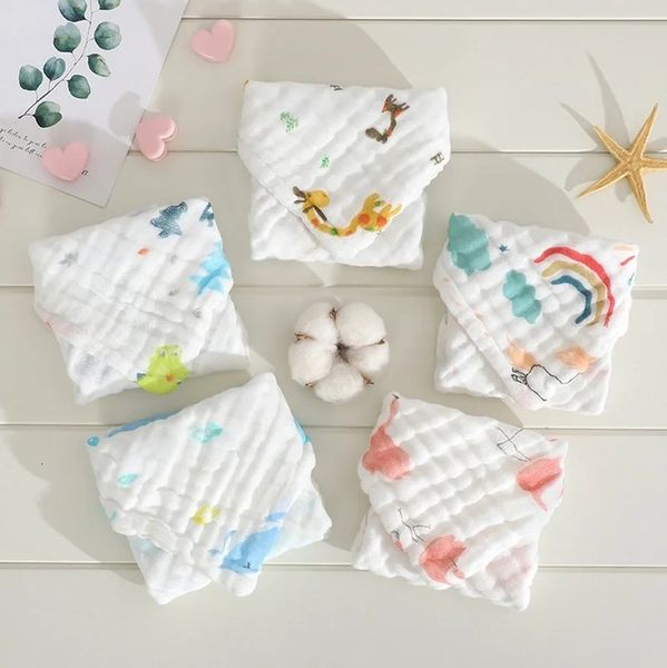 Asciugamano da bagno 5 pz lotto Fazzoletto da bambino quadrato modello di frutta 28x28 cm mussola di cotone per neonati strofinare il viso per i nati 231202