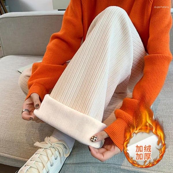 Calças chenille calças de perna larga calças grandes meninas vendidas casual coreano inverno quente crianças roupas com cordão moda