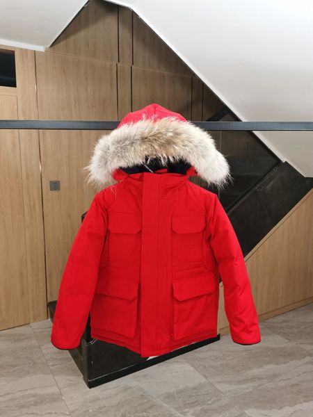 Designer Kanadische Kinderjacke Mantel Winterjacken Kinder Solide Gänsedaunen Dickes warmes luxuriöses Tuch mit Fellkapuze Parkas Baby 590 s