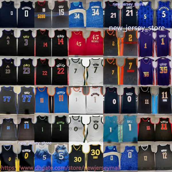 2023-24 New City Basket 1 LaMelo Ball Jersey Damian Lillard Tyrese Maxey Devin Booker LeBron James Harden Michael Stephen Curry Luka Doncic Kevin Durant Maglie