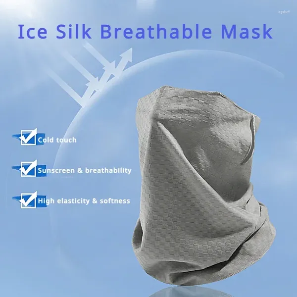 Lenços respirável protetor solar pescoço gaiter seda bandana ao ar livre equitação máscara capa proteção facial esportes