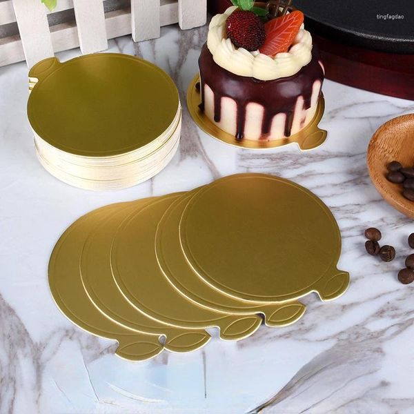 Ferramentas de cozimento 100 peças placas de bolo ronde goud papier cupcake sobremesa exibe bandeja placa de cartão ferramenta de almofada dura bakken