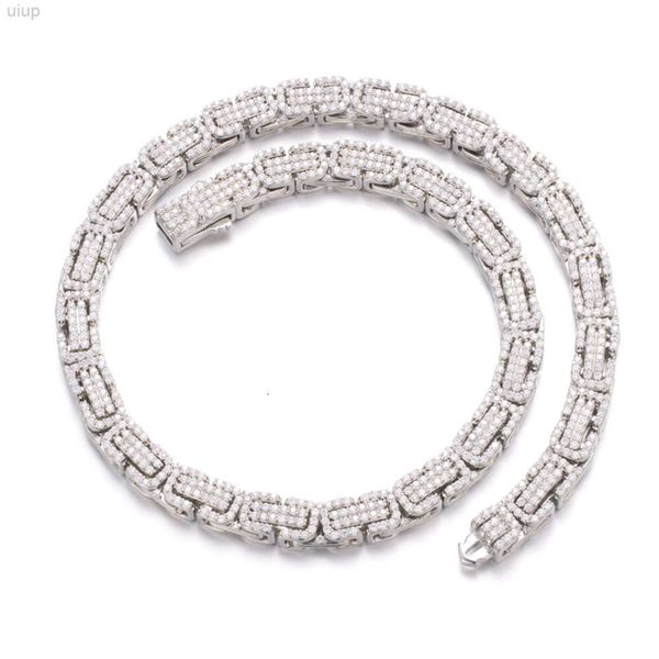 La catena piena di diamanti di nuovo design Hiphop può essere realizzata su misura in materiale Moissanite S925, collana Chian bizantina da uomo