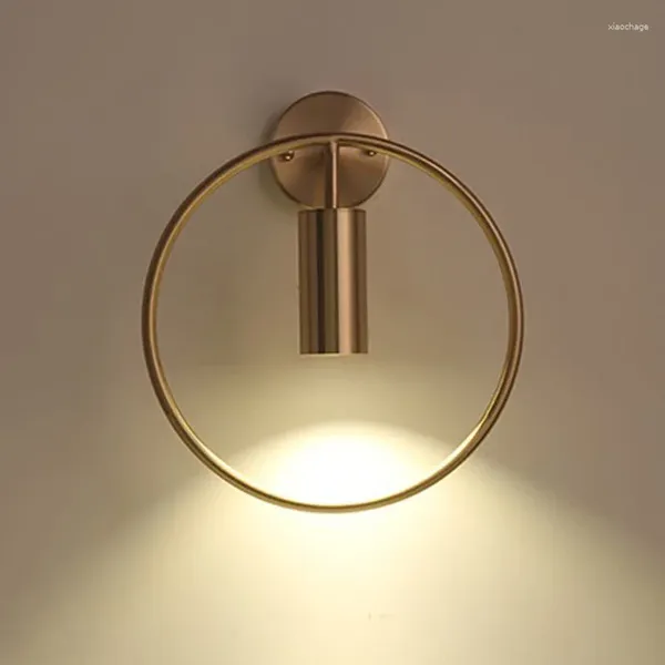 Lâmpada de parede nordic simples led ferro forjado quarto lâmpadas cabeceira criativo círculo arandelas para corredor luzes decoração casa