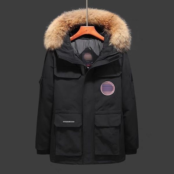 Designer homens e mulheres jaquetas Canadá Mink colarinho casaco de ganso emblema bordado casaco de inverno jaqueta com zíper casaco esportivo ao ar livre para homens