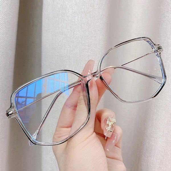 Occhiali da sole Occhiali da sole vintage anti luce blu Montatura con lenti rotonde Miopia Specchio ottico Montature per occhiali trasparenti in metallo semplice da donna