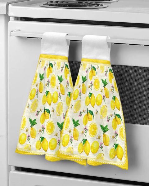 Toalha de banho frutas limão amarelo estilo pastoral cozinha mão forte absorvente lenço de sala de lavagem 231202