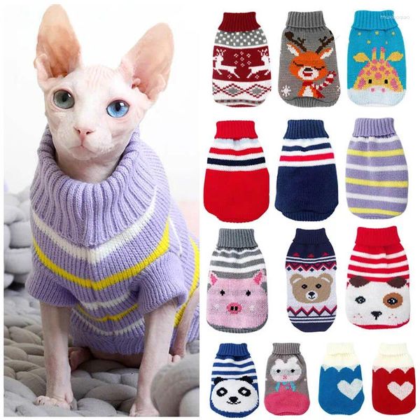 Vestuário para cães Inverno Natal Elk Roupas para cães pequenos Padrão de desenhos animados Pet Sweater Roupas Pitbull Dachshund Jumper Cat Costume