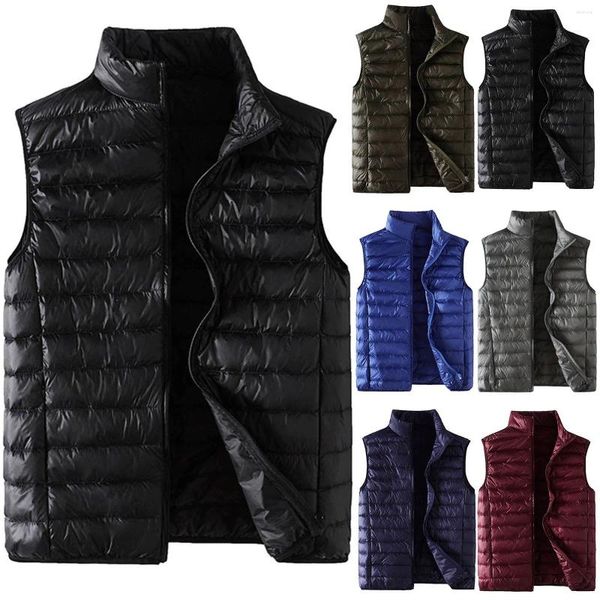 Erkek yelek kış erkekler ördek aşağı yelek ceket ultralight kolsuz puffer ceket moda standı yaka rüzgar geçirmez yelek