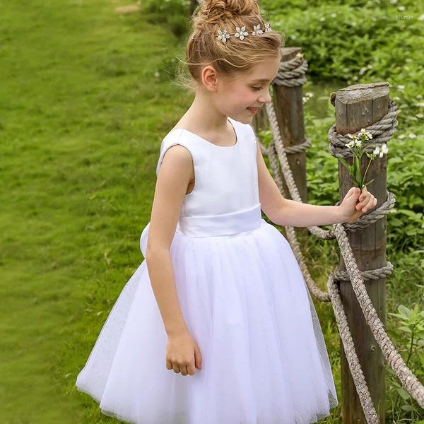 Mädchenkleider Blume für Hochzeiten Prinzessin Kinder Leistung Satin Erstkommunion Abend Party Festzug Abschlussball Geburtstag Ballkleider