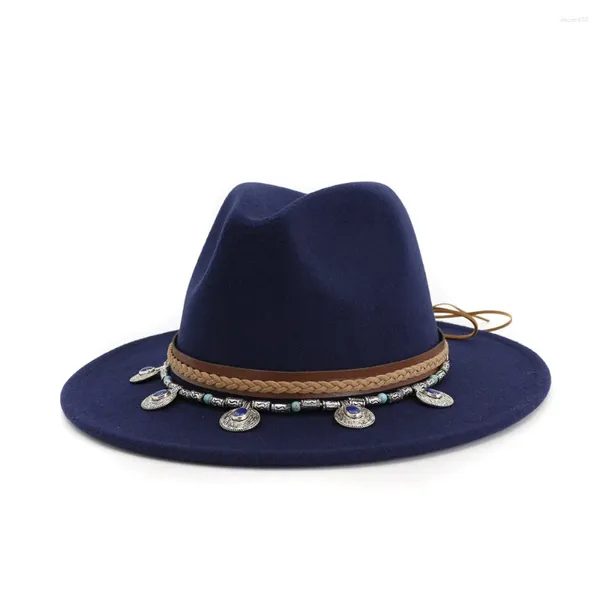 Berets Homens Mulheres Tendência Felt Jazz Fedora Chapéus Formal Chapéu Panamá Cap Verão Chapeau Sombrero HF51