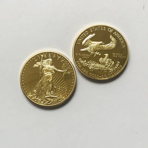 10 pezzi non magnetici in Dio fiducia libertà nucleo in ottone placcato oro reale statua dell'aquila della libertà souvenir 32,6 mm moneta commemorativa da collezione decorazione