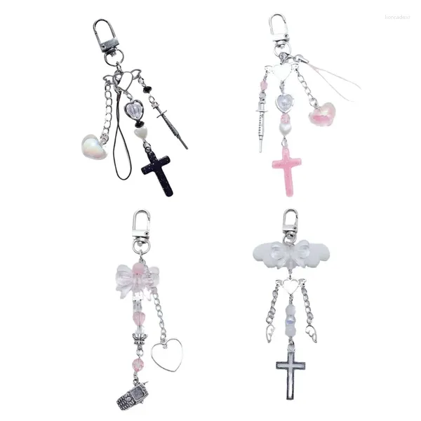 Schlüsselanhänger mit Schleife, Engelsflügel, Anhänger, Telefongurt, Lanyard, Taschen-Schlüsselanhänger, F19D