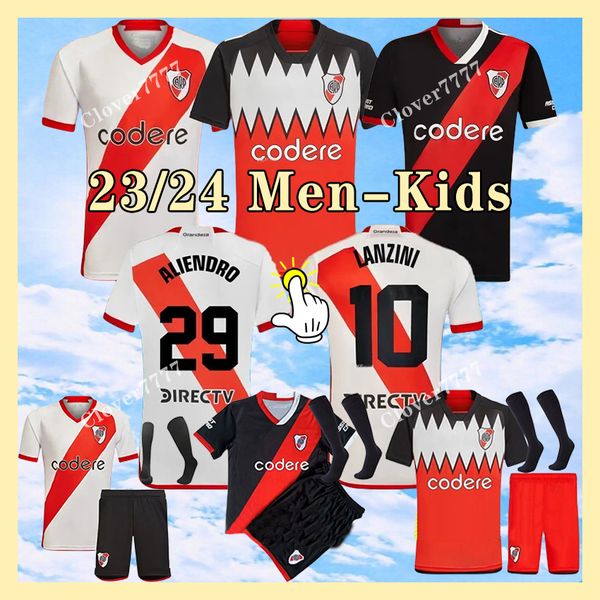 23 24 River Plate домашние футбольные майки BARCO DE LA CRUZ QUINTERO ALVAREZPRATTO FERNANDEZ Camisetas SOLARI Мужская детская форма Комплект футболок с Javascript 2024 PALACIOS