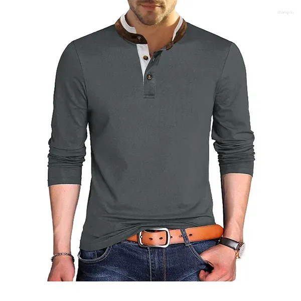 Camiseta masculina outono inverno pesado premium negócios solto manga longa casual moda simples básico masculino bottoming topos