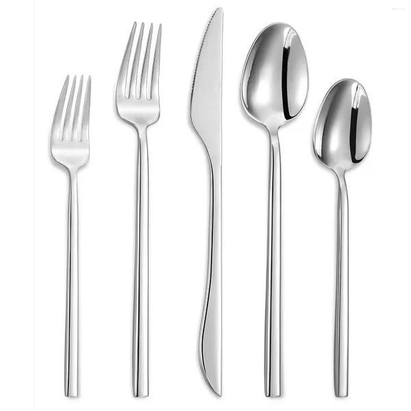 Geschirr-Sets, 20-teilig, modisch, glänzendes Silberbesteck, 18/10 Edelstahl, Kreativität, Geschenkbesteck, 304 Tropfen