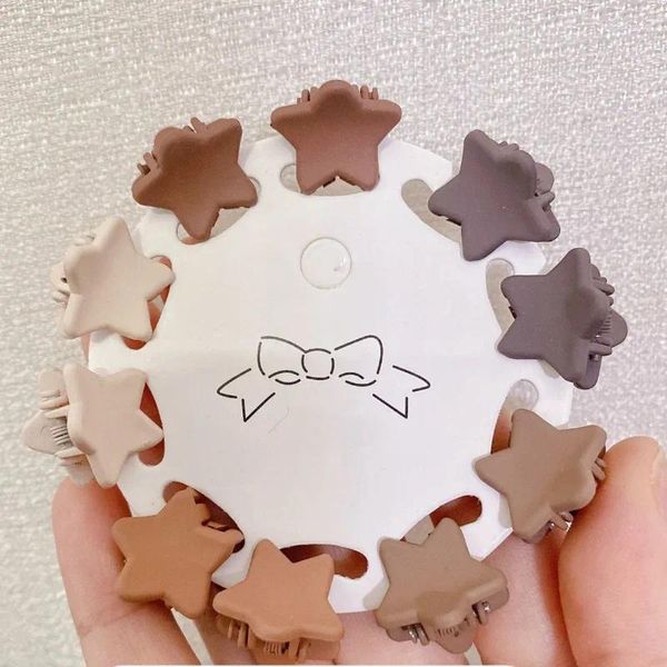 Accessori per capelli 10 pezzi coreano Ins tè al latte colore Morandi piccola impugnatura mini clip per artigli per bambini stella di fiori di pruno